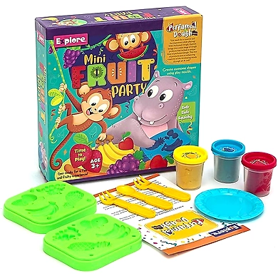 Explore| Perfumed Dough | Mini Fruit Party (Fun &amp; Creative Learning Activity Toy Set for Role-Play with 3 Colours of Non-Toxic Perfumed Dough for Ages 3+ of Boys and Girls)-8906006070547