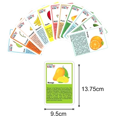 Clever Kids Educational Flash Cards Fruits. 12 Double sided flash cards for kids-1