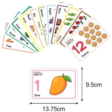 Clever Kids Educational Number Flash Cards.12 Double sided Flash cards for kids-1