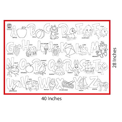 Ratna's My Coloring Mat Alphabets &amp; Pictures Printed Mat of Size 40 x 27 Inches, Washable &amp; Reusable Colouring Kit for Kids 3+ Years-2