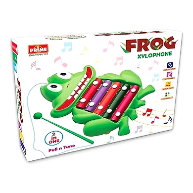 Prime Frog Xyophone Pull Along Toy for Kids | 2 in 1 Musical Xylophone | Safe for Infants | Non Toxic No Batteries BPA Free | Suitable for Kids 2 3 4 Years of Age | Yellow Colour-XXXX111064861