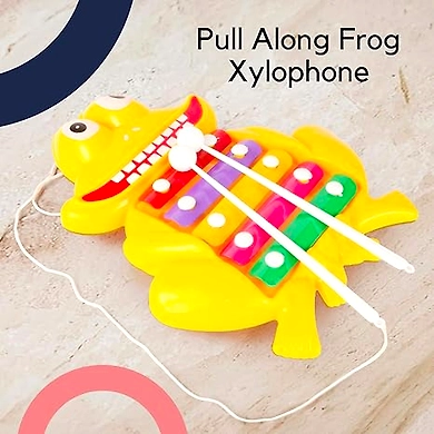 Prime Frog Xyophone Pull Along Toy for Kids | 2 in 1 Musical Xylophone | Safe for Infants | Non Toxic No Batteries BPA Free | Suitable for Kids 2 3 4 Years of Age | Yellow Colour-2
