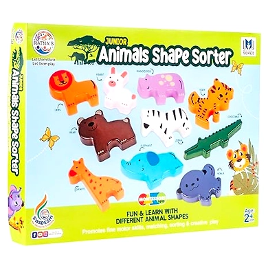 Ratna's Junior Animal Shape Sorter Montessori Toys to Learn with Fun Different Animals for Toddlers &amp; Kids Multicolour-8904114986798
