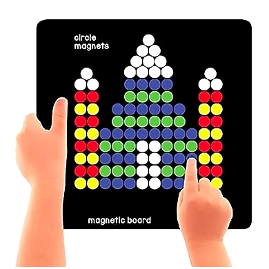 Play Panda Magnetic Puzzles : Circles with 250 Colorful Magnets, Magnetic Board, 100 Puzzles and Display Stand-1