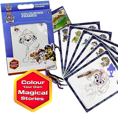 SKOODLE Paw Patrol Colouring Frames for Kids - DIY, Fun Filled Colouring/Painting Sheets, Specially Crafted to Enhance Play &amp; Colouring Experience (6 Sheets + 12 Color Sticks + 6 Strings)-2