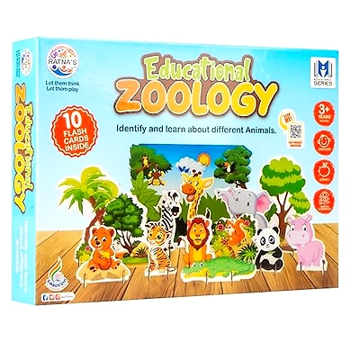 Ratna's Zoology to Create 3D Jungle with Printed Wooden Cutouts Learning &amp; Educational Game for Kids &amp; Toddlers-8904114989348