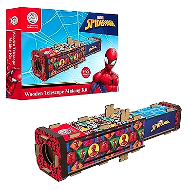 Ratna's Wooden Telescope Making Kit Spider Man Theme DIY Activity Toy kit for Kids 7 to 14 Years-8904114970674