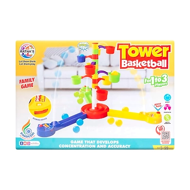 Ratna's Tower Basketball Indoor Fun Family Game for 3 Players-8904114998296