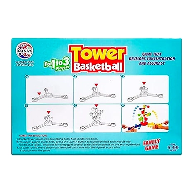 Ratna's Tower Basketball Indoor Fun Family Game for 3 Players-3
