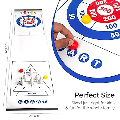 Ratnas Sliding Bowling &amp; Curling Bowling 2in1 Fun Game for Kids 5+-1