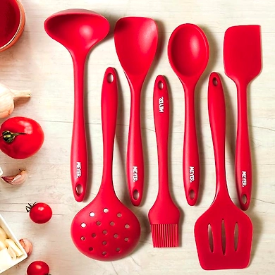 Meyer Silicone Spoon | Kitchen Tool | Serving Spoon | Silicone Spoons for Cooking | Ladle | Non Toxic BPA Free Silicone Spatula | Kitchen Utensil | Silicone Cooking Tools, Red-1