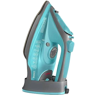 BLACK + DECKER STEAM IRON 2200W WITH CERAMIC SOLE PLATE IN BLUE AND GREY-8904216509406