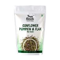TRUE ELEMENTS RAW SUNFLOWER PUMPKIN AND FLAX SEEDS 150GM