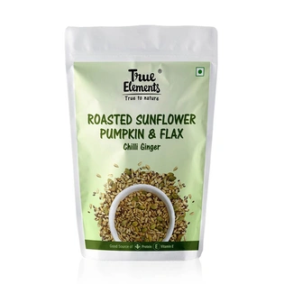 TRUE ELEMENTS SUNFLOWER PUMPKIN AND FLAX SEEDS MIX ROASTED CHILLI GINGER 125GM
