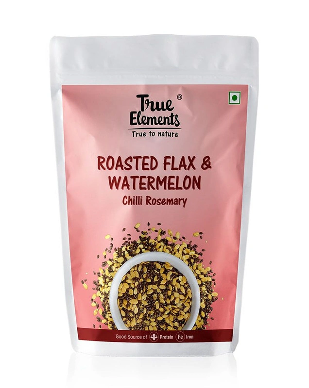 TRUE ELEMENTS FLAX AND WATERMELON SEEDS MIX ROASTED CHILLI ROSEMARY 125GM-713145792050