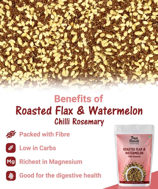 TRUE ELEMENTS FLAX AND WATERMELON SEEDS MIX ROASTED CHILLI ROSEMARY 125GM-125 GM-2