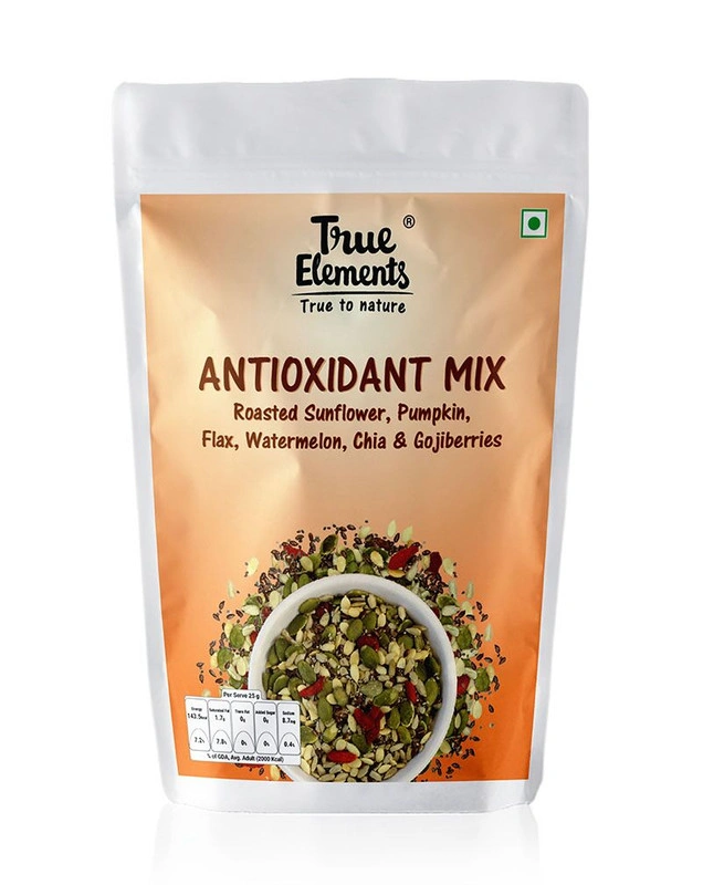 TRUE ELEMENTS PROTEIN MIX,ROASTED PUMPKIN WATERMELON ALMONDS AND SOYA NUTS, VEG PROTEIN SEEDS 250GM-8906112661561