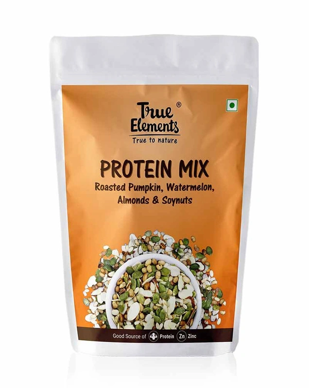 TRUE ELEMENTS PROTEIN MIX,ROASTED PUMPKIN WATERMELON ALMONDS AND SOYA NUTS, VEG PROTEIN SEEDS 250GM-250 GM-1