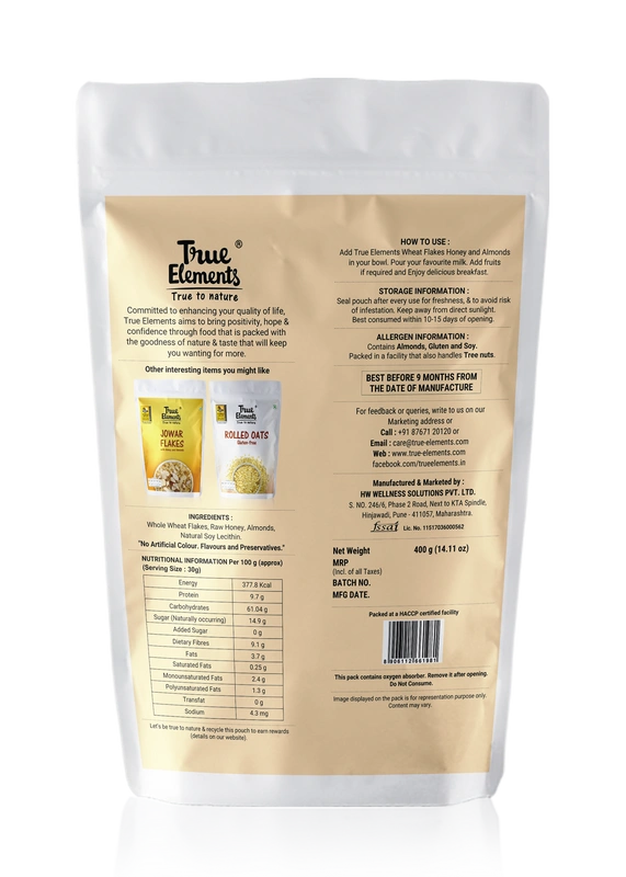 TRUE ELEMENTS WHEAT FLAKES HONEY AND ALMONDS 400GM-400 GM-1