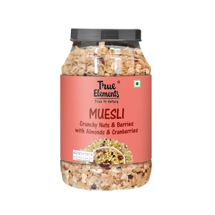TRUE ELEMENTS CRUNCHY NUTS & BERRIES MUESLI, WITH ALMONDS AND CRANBERRIES 1KG