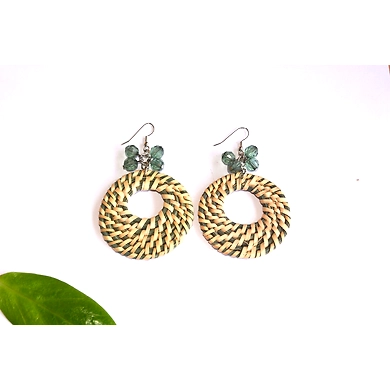 Handwoven Rattan Earrings Style 004-CRE0000002