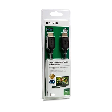 Belkin High Speed HDMI Cable Supports Ethernet, 3D, 4K, 1080p,Gold Plated Audio Return (3.3 Feet,Black)-3