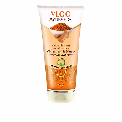 VLCC AYURVEDA NATURAL FAIRNESS DOUBLE ACTION CHANDAN &amp; KESAR FACE WASH(100ML)-PALS-1395