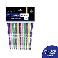 Classmate Octane Glide Gel (Blue) - Multicoloured - Pack Of 10 Pens + 1 Pen Free