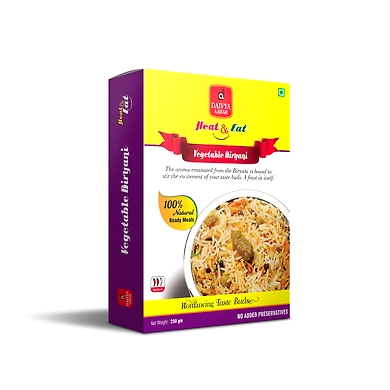 DAIVYA AAHAR'S HEAT &amp; EAT-VEGETABLE BIRYANI 250GMS-(MRP 110)-D11RG04D03VBI001