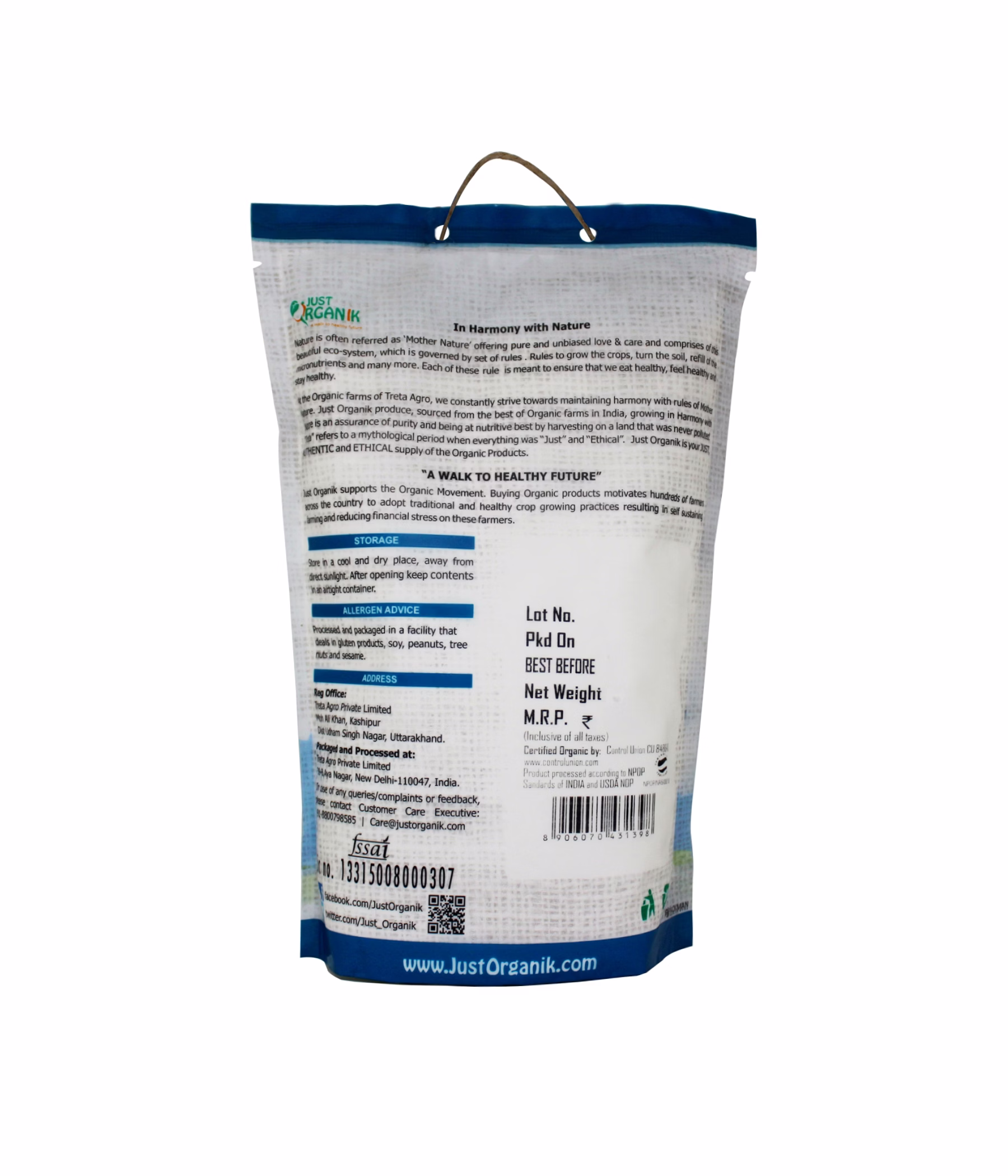 JUST ORGANIK QUINOA WHITE 500G image 1