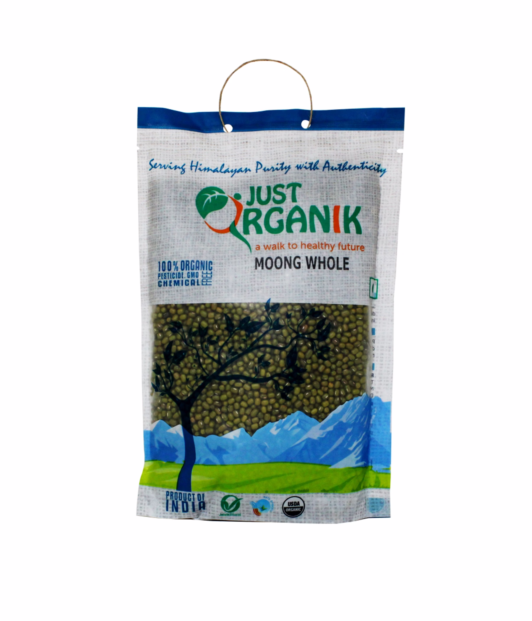 JUST ORGANIK MOONG WHOLE 500G image 2