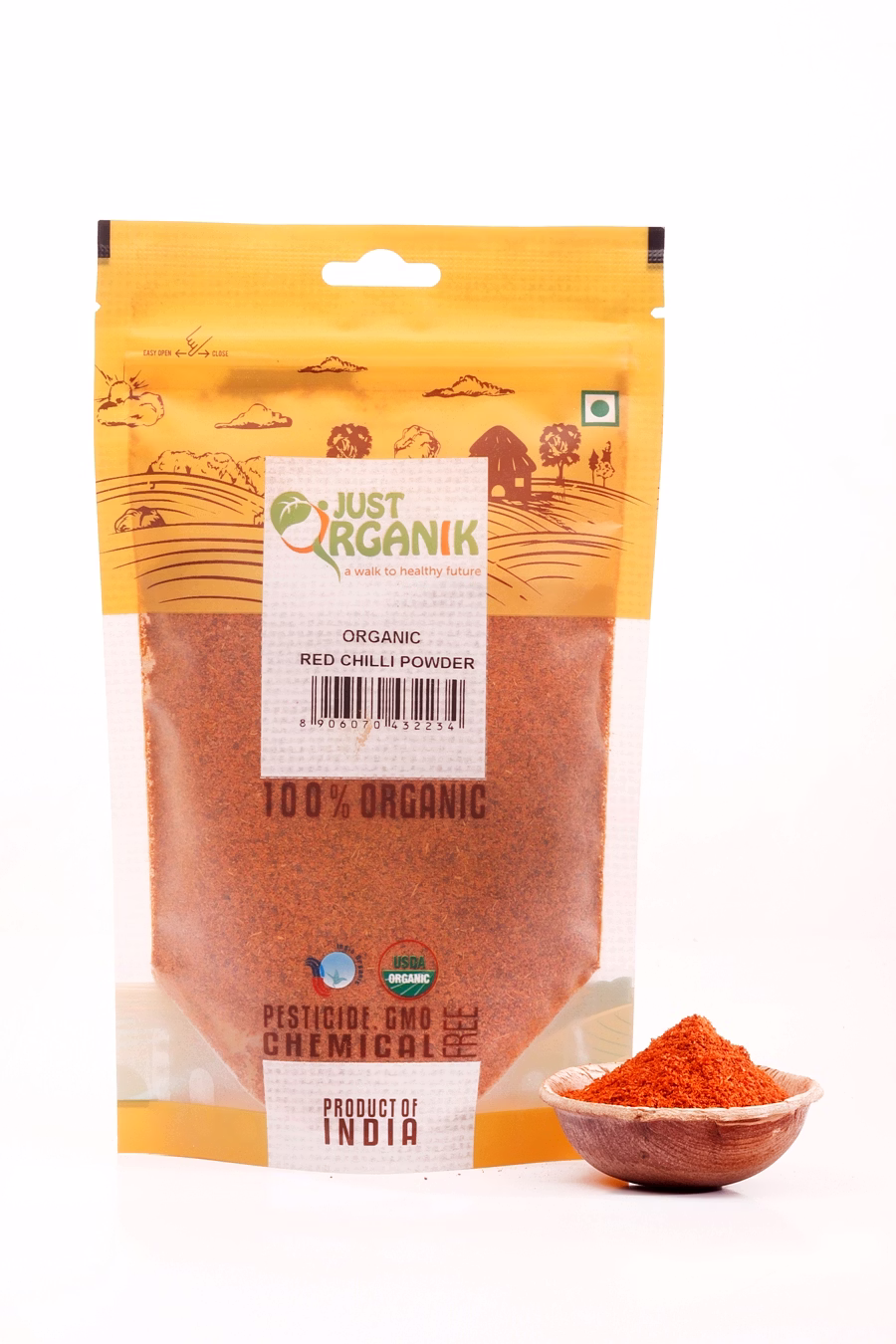 JUST ORGANIK RED CHILLI POWDER REGULAR 100G image 3