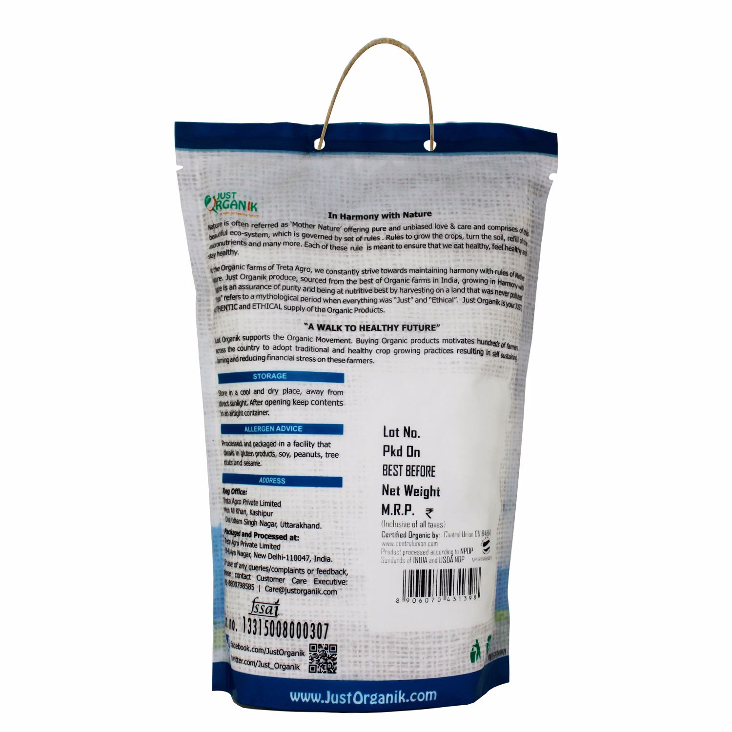JUST ORGANIK RAW SUGAR UNREFINED 500G image 3