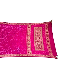 All Over Magenta Color Pure Gaji Silk Bandhani Saree