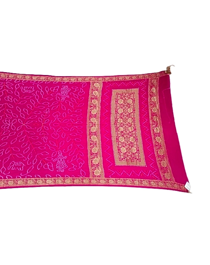 All Over Magenta Color Pure Gaji Silk Bandhani Saree-KSA7X-10048