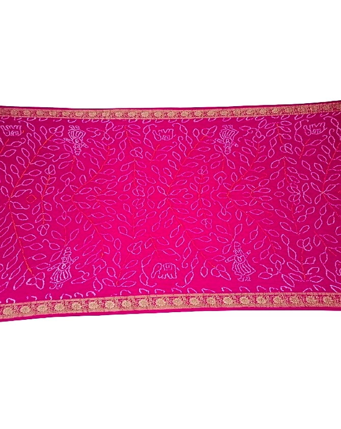 All Over Magenta Color Pure Gaji Silk Bandhani Saree-1