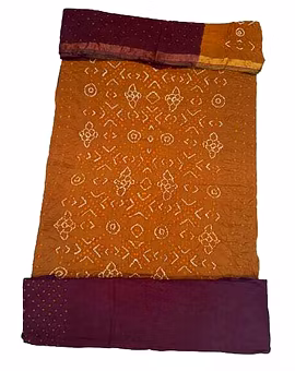 Rust & Chocolate Color Cotton Satin Bandhani Dress