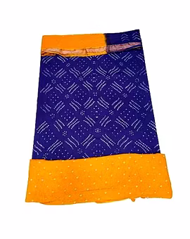 Purple & Golden Color Cotton Satin Bandhani Dress