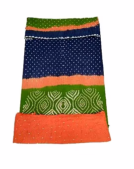 Grey Multy Color Cotton Satin Bandhani Dress