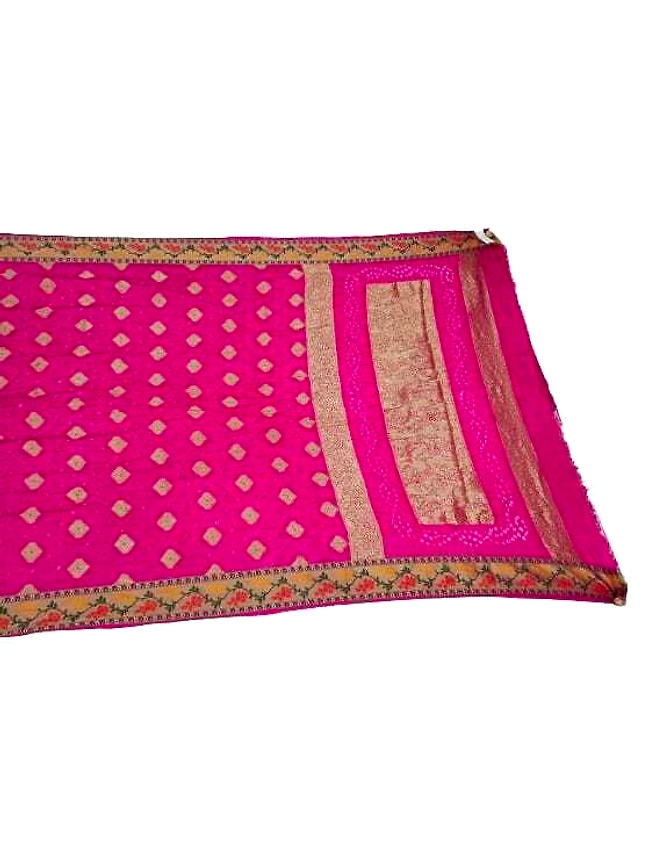All Over Pink Art Silk Bandhani Saree-KSA3X-10710