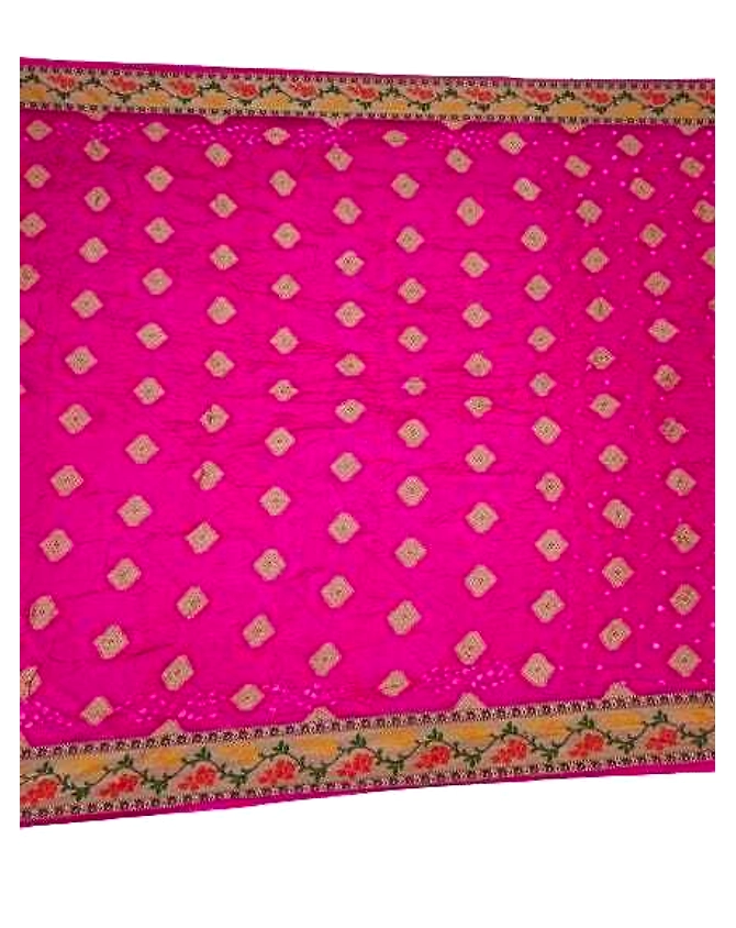 All Over Pink Art Silk Bandhani Saree-1
