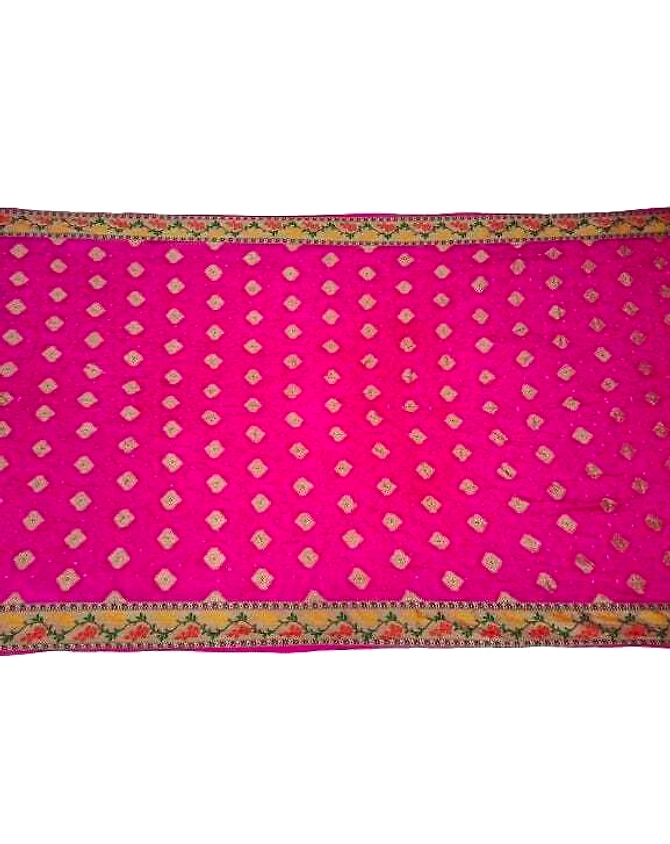 All Over Pink Art Silk Bandhani Saree-2