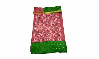 Gajari & Mahendi Color Cotton Satin Bandhani Dress
