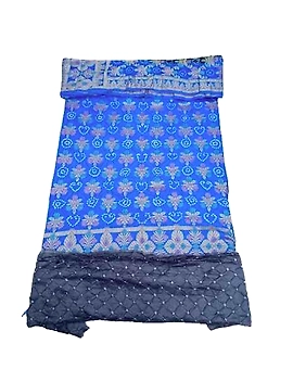 Blue & Grey Color Dupion Silk Bandhani Dress