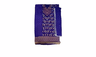 All Over Purple Color Cotton Satin Bandhani Dress Material