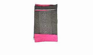 Grey & Pink Color Cotton Satin Bandhani Dress Material
