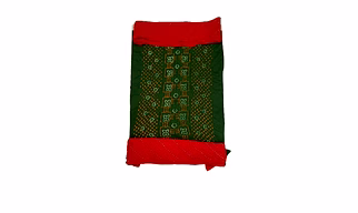 Mahedi & Red Color Cotton Satin Bandhani Dress Material