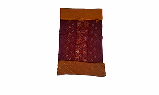 Chocolate & Rust Color Cotton Satin Bandhani Dress Material