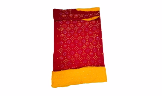 Maroon & Golden Color Cotton Satin Bandhani Dress Material