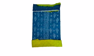 Indigo & Mahendi Color Cotton Satin Bandhani Dress Material